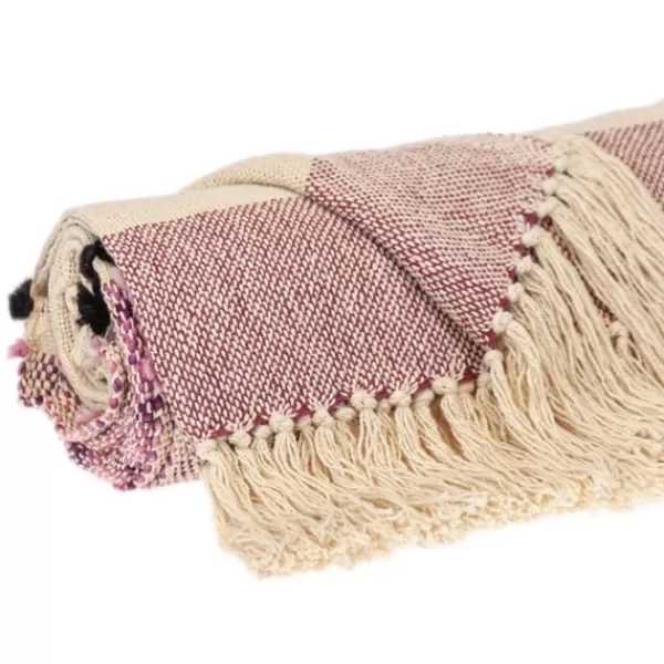 Blankets & Throws-Kirkland's Home Mauve Chunky Stitch Cotton Throw Purple