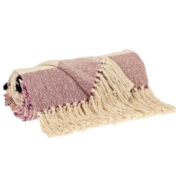 Blankets & Throws-Kirkland's Home Mauve Chunky Stitch Cotton Throw Purple