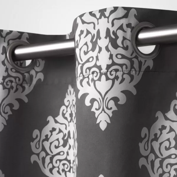 Curtains & Drapes-Kirkland's Home Medallion Curtain Panel Set, 96 In. Gray