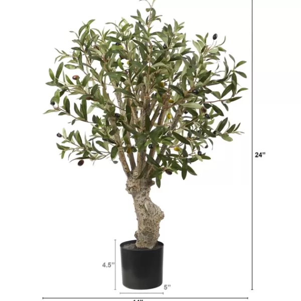 Trees & Topiaries-Kirkland's Home Mediterranean Olive Branch Tree In Black Pot
