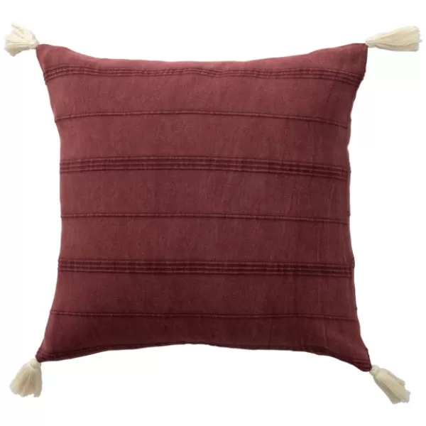 Pillows-Kirkland's Home Merlot Striped Organic Cotton Throw Pillow Red