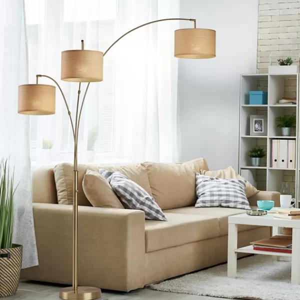 Floor Lamps-Kirkland's Home Metal 3-Arm Arched Floor Lamp Gold