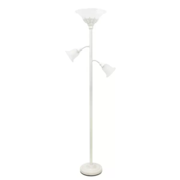 Floor Lamps-Kirkland's Home Metal 3-Scallop Glass Floor Lamp White