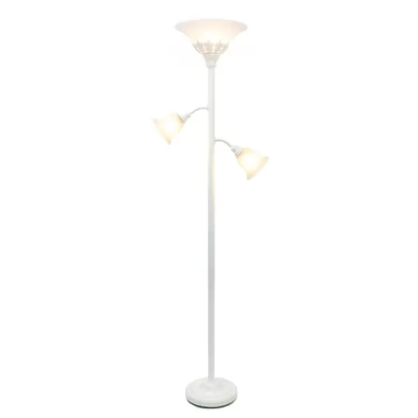 Floor Lamps-Kirkland's Home Metal 3-Scallop Glass Floor Lamp White