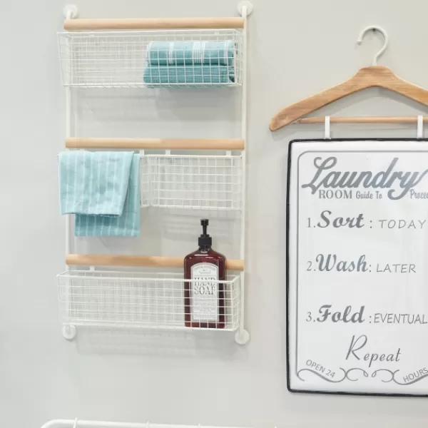 Wall Storage-Kirkland's Home Metal 4-Basket Wall Shelf White