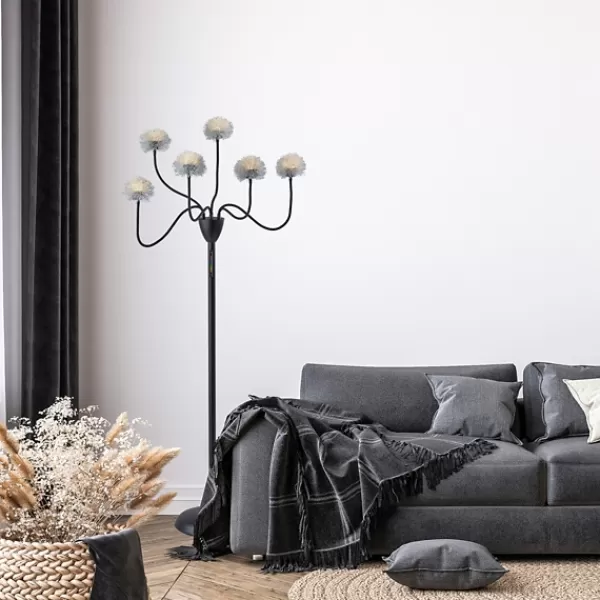 Floor Lamps-Kirkland's Home Metal 6-Arm Pom Pom Floor Lamp Black