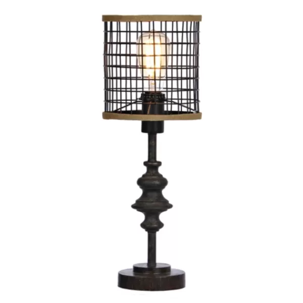 Table Lamps-Kirkland's Home Metal And Burlap Edison Lamp Brown