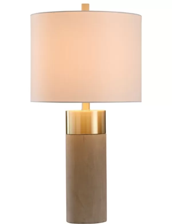 Table Lamps-Kirkland's Home Metal And Concrete Cylindrical Table Lamp Gray/Gold