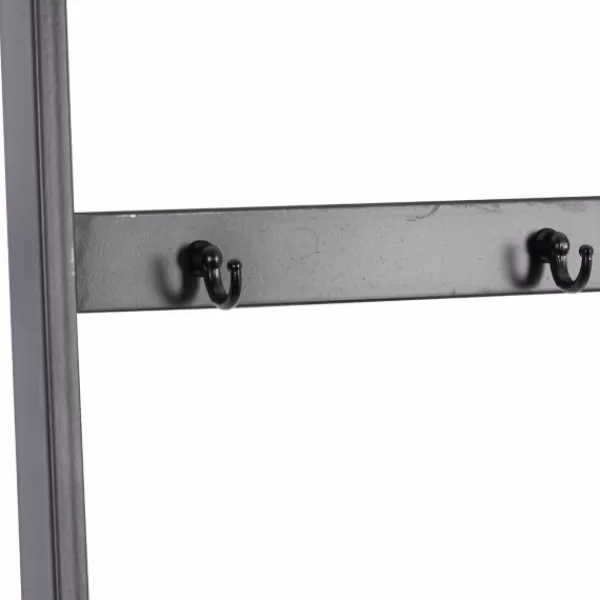 Decorative Accents-Kirkland's Home Metal And Fir Wood Leaning Ladder With Hooks Black/Brown