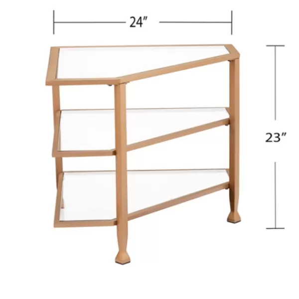 Tv Stands & Media Consoles-Kirkland's Home Metal And Glass Corner Tv Stand Gold