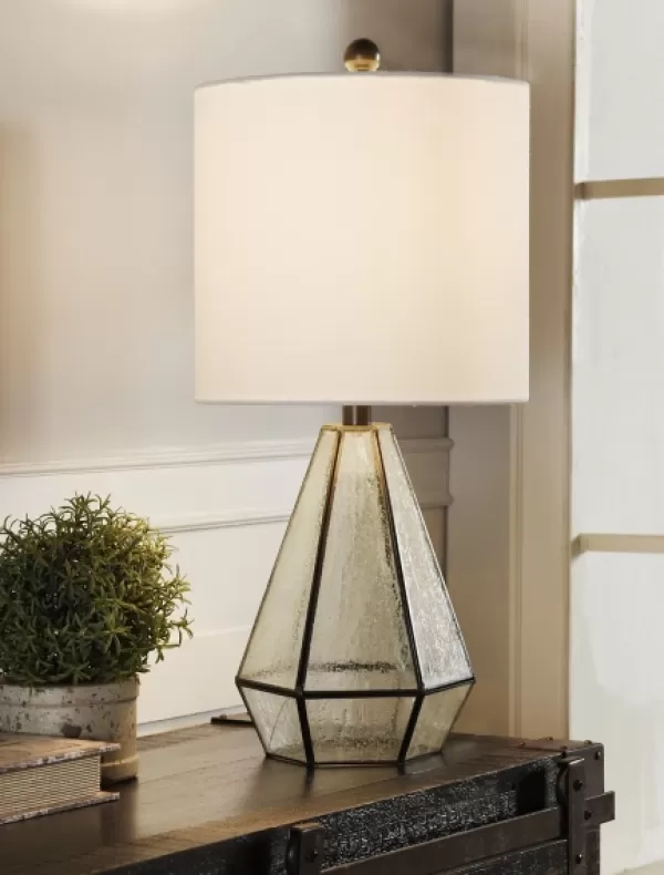 Table Lamps-Kirkland's Home Metal And Seeded Glass Cage Table Lamp White