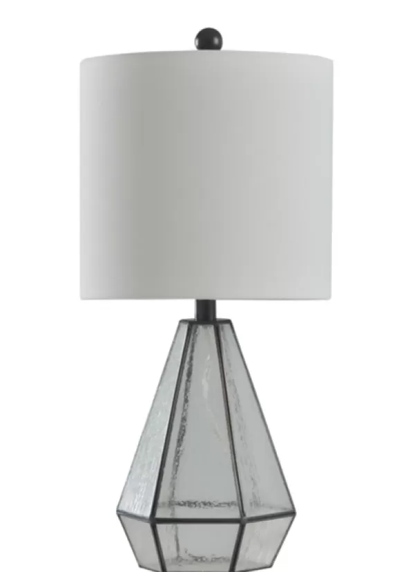Table Lamps-Kirkland's Home Metal And Seeded Glass Cage Table Lamp White