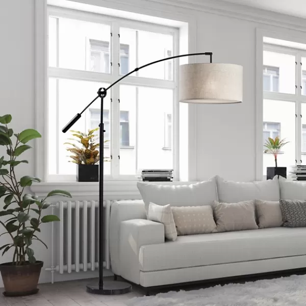 Floor Lamps-Kirkland's Home Metal Arched Oversized Shade Floor Lamp Black