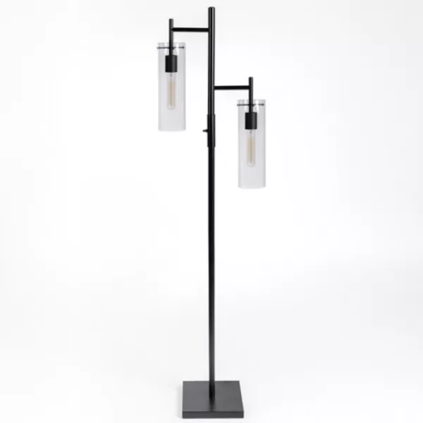 Floor Lamps-Kirkland's Home Metal Cylinder Shade Floor Lamp Black