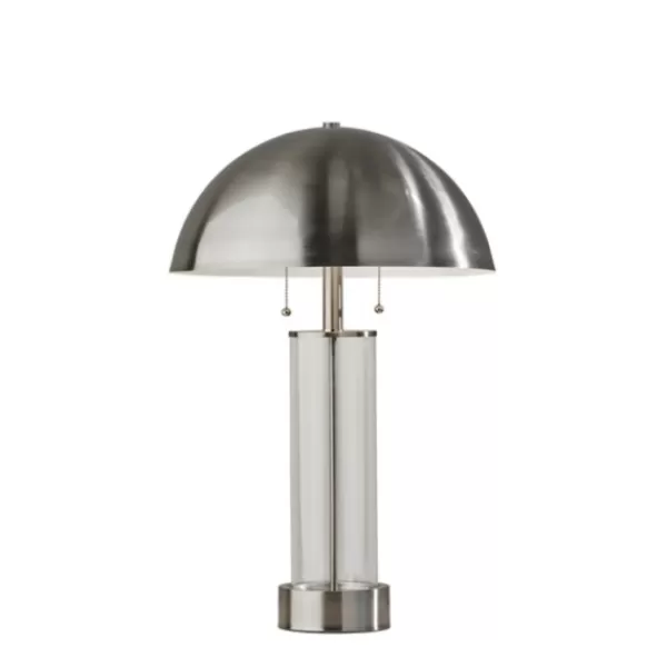 Table Lamps-Kirkland's Home Metal Dome And Clear Glass Table Lamp Silver