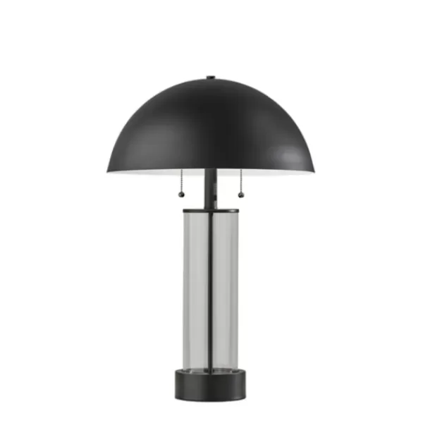 Table Lamps-Kirkland's Home Metal Dome And Clear Glass Table Lamp Black