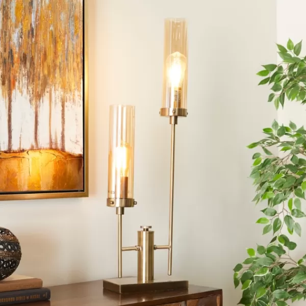 Table Lamps-Kirkland's Home Metal Double Stem Table Lamp Gold