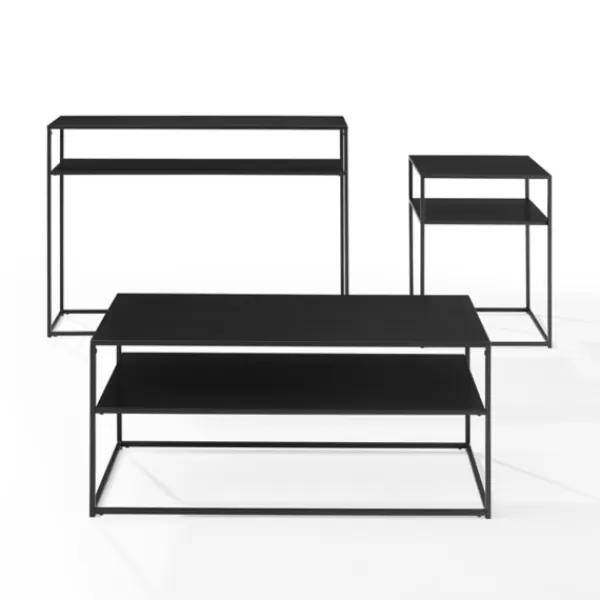 Coffee Tables-Kirkland's Home Metal Frame 3-Pc. Table Set Black