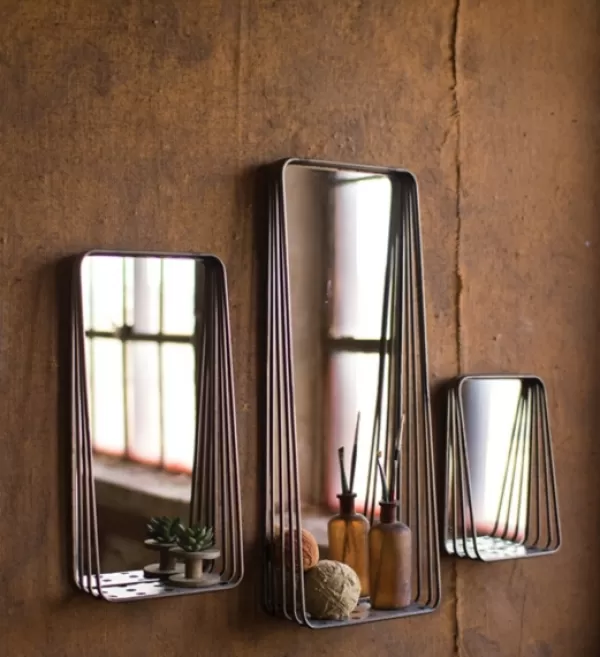 Decorative Mirrors-Kirkland's Home Metal Frame With Shelves Wall Mirrors, Set Of 3