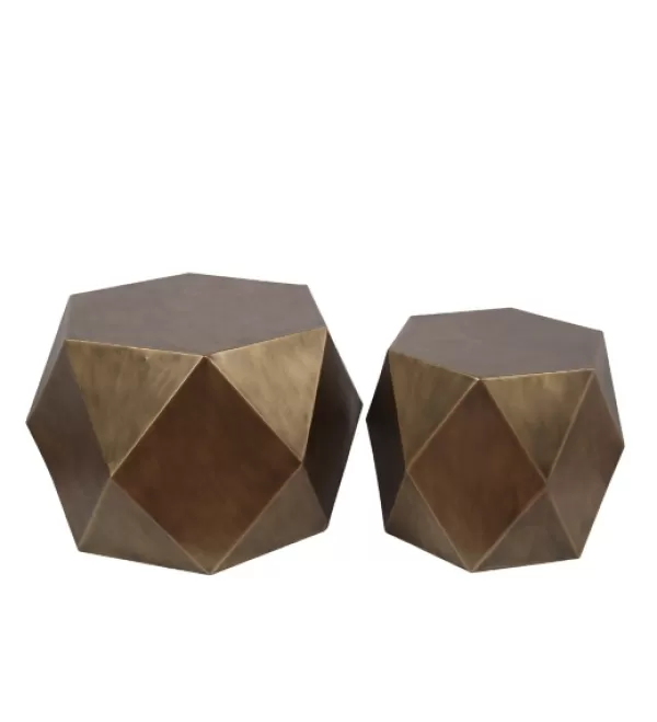 Coffee Tables-Kirkland's Home Metal Hexagon 2-Pc. Coffee Table Set Gold
