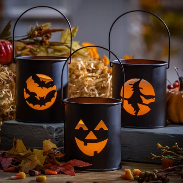 Lanterns-Kirkland's Home Metal Led Halloween Lanterns, Set Of 6 Black