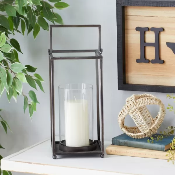 Lanterns-Kirkland's Home Metal Modern Lantern Black
