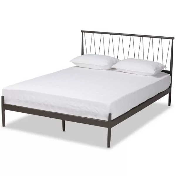 Beds & Headboards-Kirkland's Home Metal Open Headboard Full Platform Bed Black