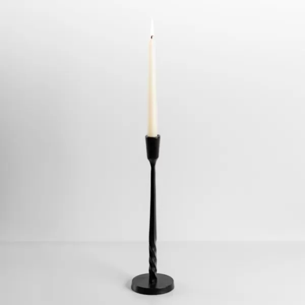 Candle Holders-Kirkland's Home Metal Twisted Taper Candle Holder, 13 In. Black