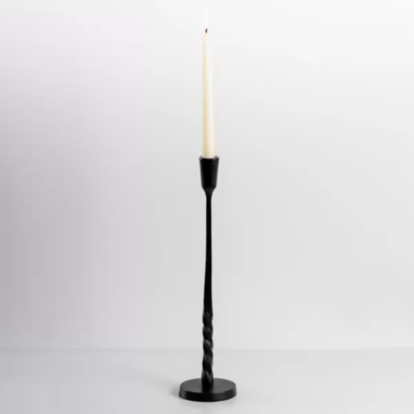 Candle Holders-Kirkland's Home Metal Twisted Taper Candle Holder, 15 In. Black