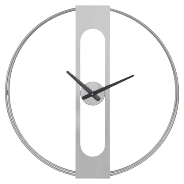 Clocks-Kirkland's Home Metal Urgo Wall Clock Silver
