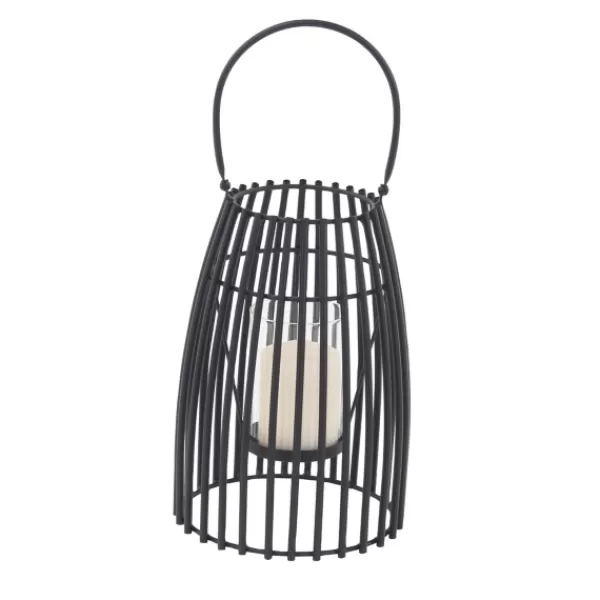 Lanterns-Kirkland's Home Metal Vertical Caged Lantern, 12 In. Black
