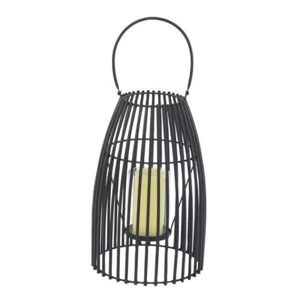 Lanterns-Kirkland's Home Metal Vertical Caged Lantern, 16 In. Black