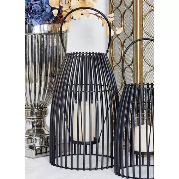 Lanterns-Kirkland's Home Metal Vertical Caged Lantern, 16 In. Black