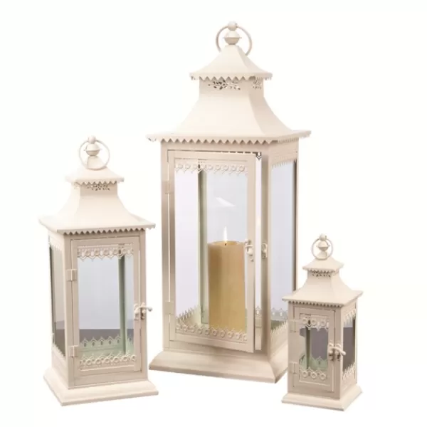Lanterns-Kirkland's Home Metal Vintage Lanterns, Set Of 3 Ivory