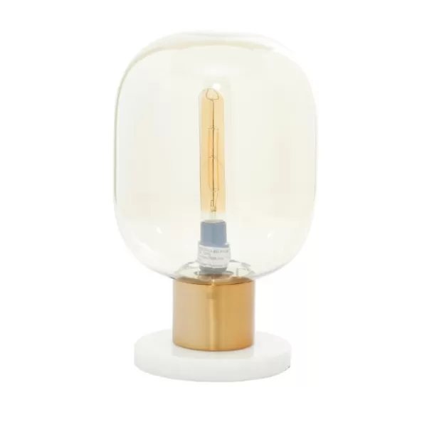 Table Lamps-Kirkland's Home Metal White Marble Mushroom Shade Table Lamp Gold