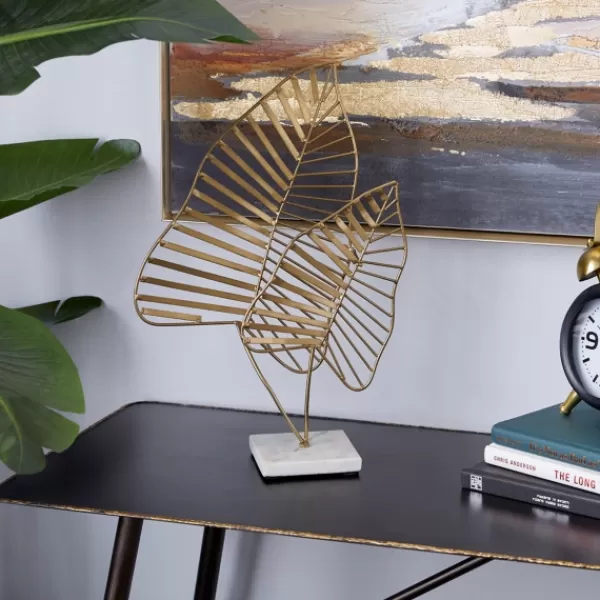 Statues & Figurines-Kirkland's Home Metallic Fern Leaf Sculpture Gold