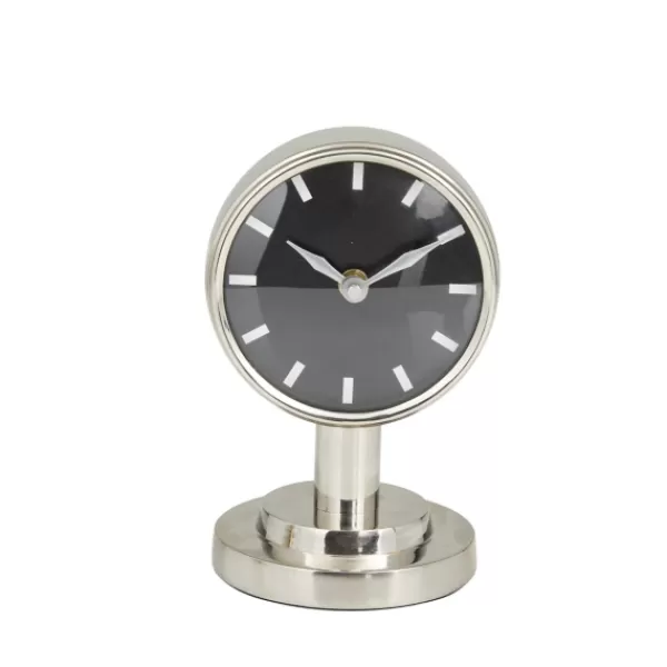 Decorative Accents-Kirkland's Home Metallic Steel Beveled Base Tabletop Clock Silver