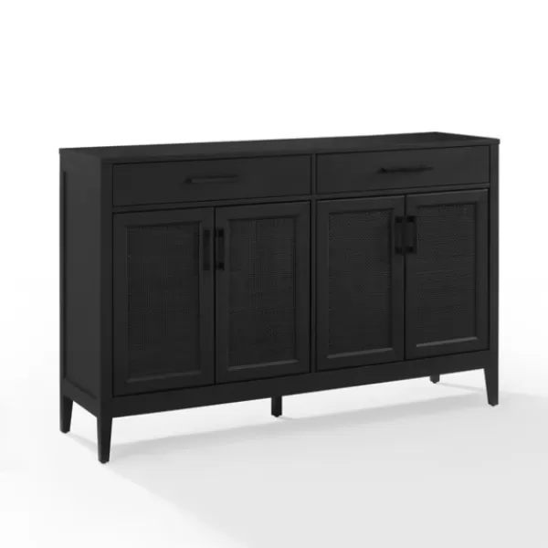 Cabinets & Sideboards-Kirkland's Home Micah Black Rattan Mesh Sideboard Cabinet