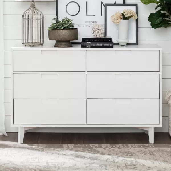 Dressers & Chests-Kirkland's Home Midcentury Grooved Handles Dresser White