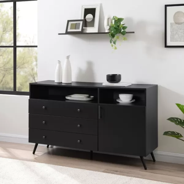 Cabinets & Sideboards-Kirkland's Home Midnight Mid-Century Modern Sideboard