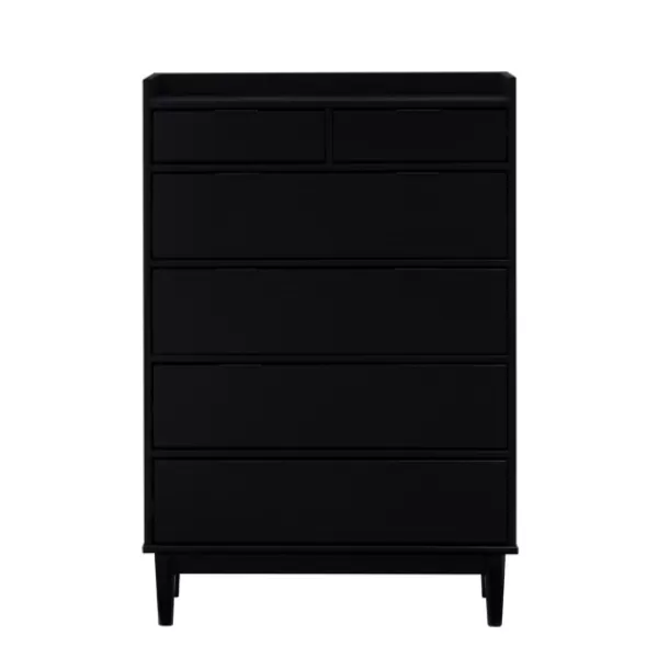 Dressers & Chests-Kirkland's Home Midnight Solid Wood Pull Tab Dresser Black