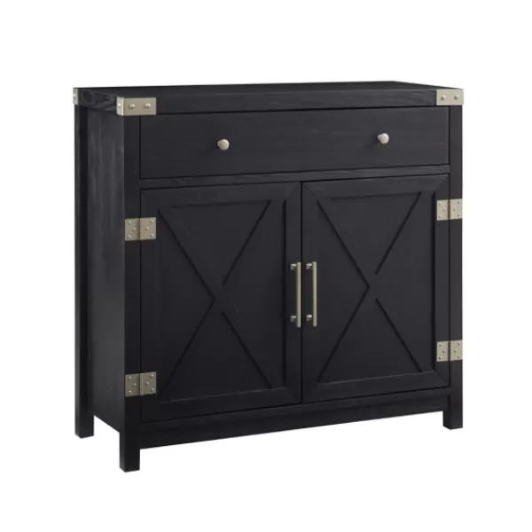 Cabinets & Sideboards-Kirkland's Home Midnight X-Shaped Doors Decorative Chest Black