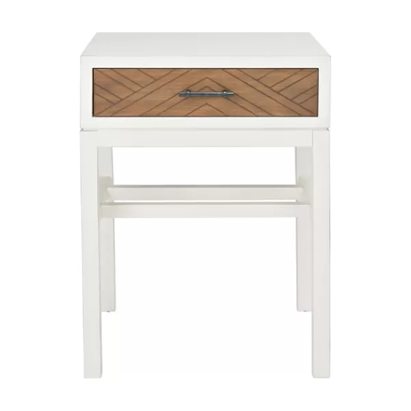 Accent & End Tables-Kirkland's Home Milo Honey Herringbone Accent Table White/Brown