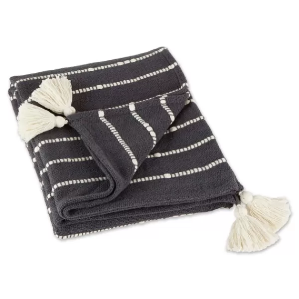Blankets & Throws-Kirkland's Home Mineral Slub Stripe Decorative Throw Gray