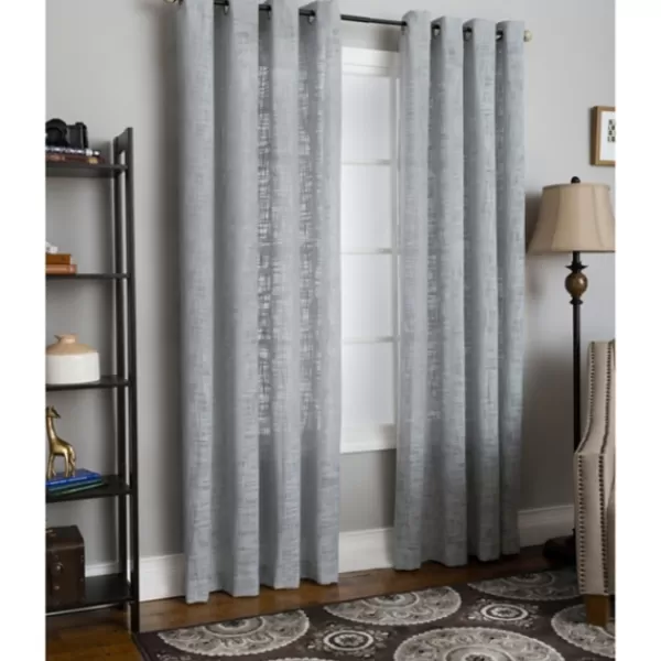 Curtains & Drapes-Kirkland's Home Mineral Woven Single Curtain Panel, 84 In. Gray