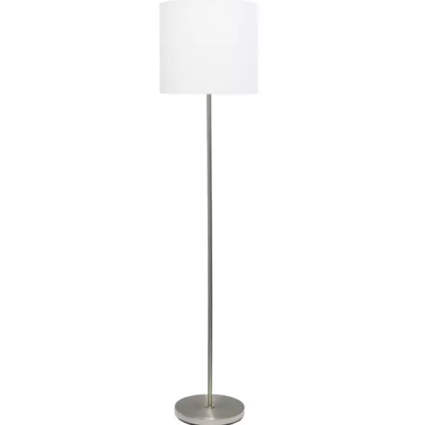 Floor Lamps-Kirkland's Home Minimal Brushed Nickel Stem Floor Lamp White