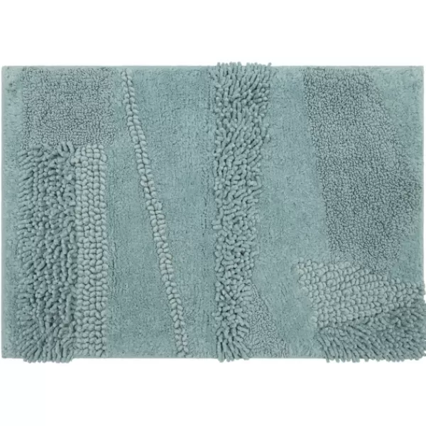 Bathroom Rugs-Kirkland's Home Mint Asymmetrical Cotton Bath Mat, 24 In. Blue