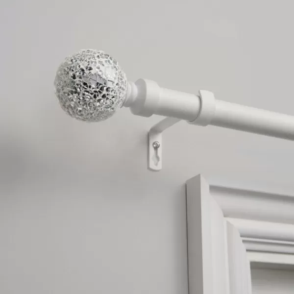 Curtain Rods & Hardware-Kirkland's Home Mirrored Mosaic Curtain Rod, 72 In. White