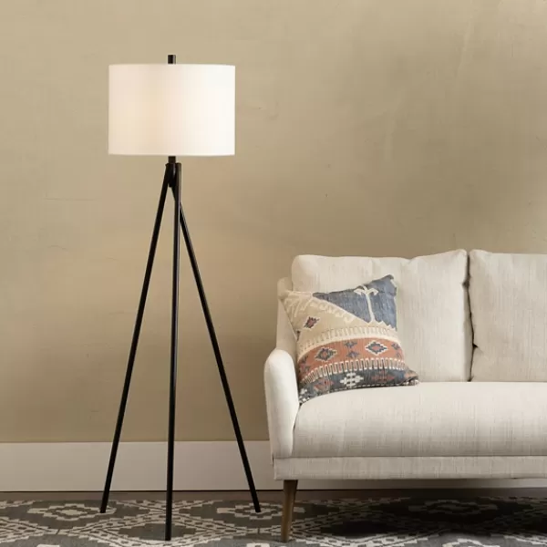 Floor Lamps-Kirkland's Home Modern Black Tripod Floor Lamp White