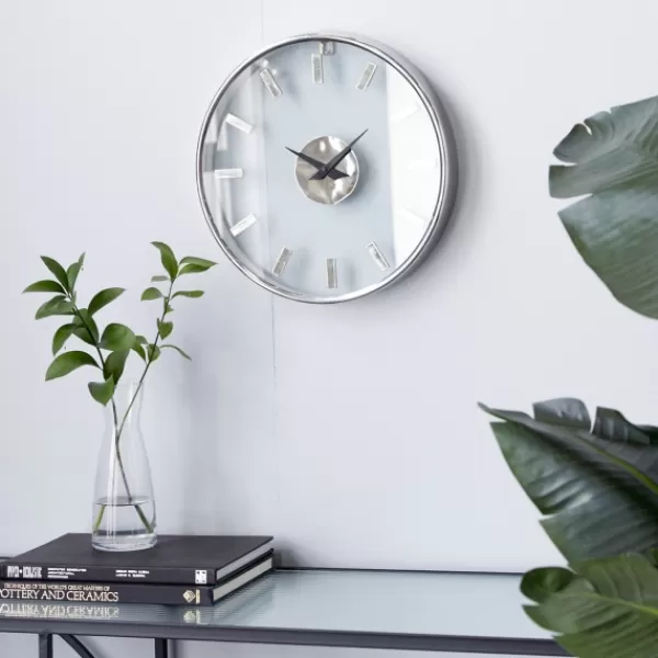 Clocks-Kirkland's Home Modern Clear Core Wall Clock Silver